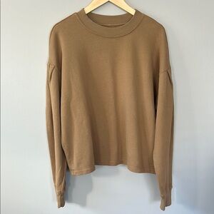 Etica Jael Pleat Sleeve Sweatshirt‎ Size Large in Tapenade (Caramel Brown/Tan)
